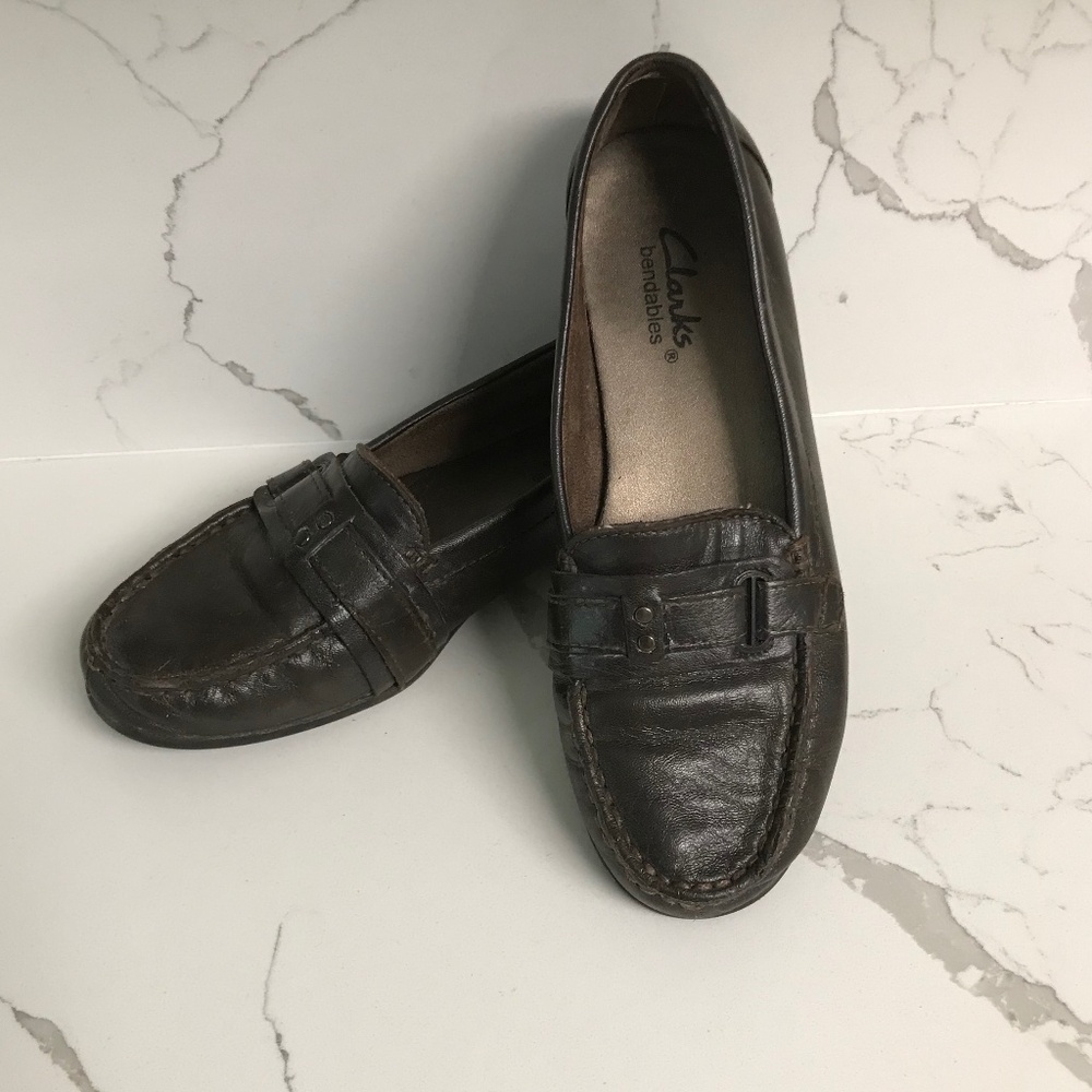 Clarks Bendables Brown Leather Loafer US 6.5 M